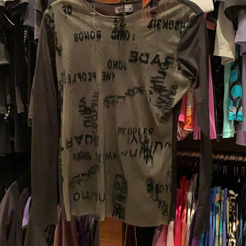 Black Sheer Top With Pattern On The Front - image 3